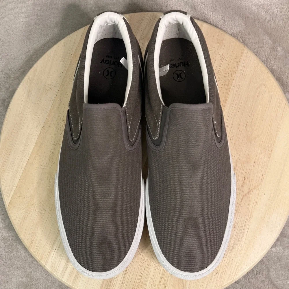 Hurley Arlo Slip Mens Shoes Sz. 12 Charcoal Grey Canvas Slip On Sneakers 1566106